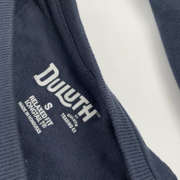 Duluth Trading Company Longtail T Relaxed Fit Long Sleeve Pocket Crew Small Blue - Picture 3 of 7